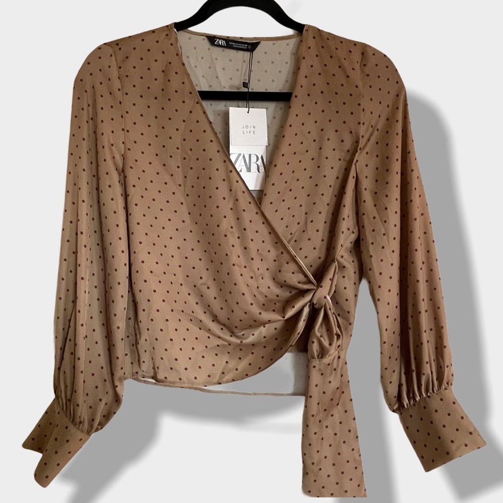 NWT Zara Polka Dot Top Gold